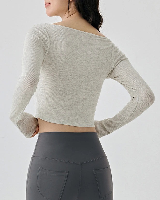 フォレヘンリーネッククロップドヨガトップ 3066