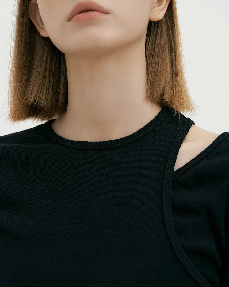 リブ編みショルダースリットロングスリーブ 3072