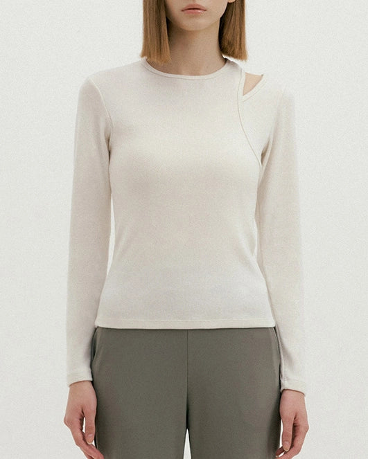 リブ編みショルダースリットロングスリーブ 3072