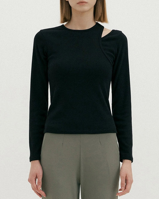 リブ編みショルダースリットロングスリーブ 3072