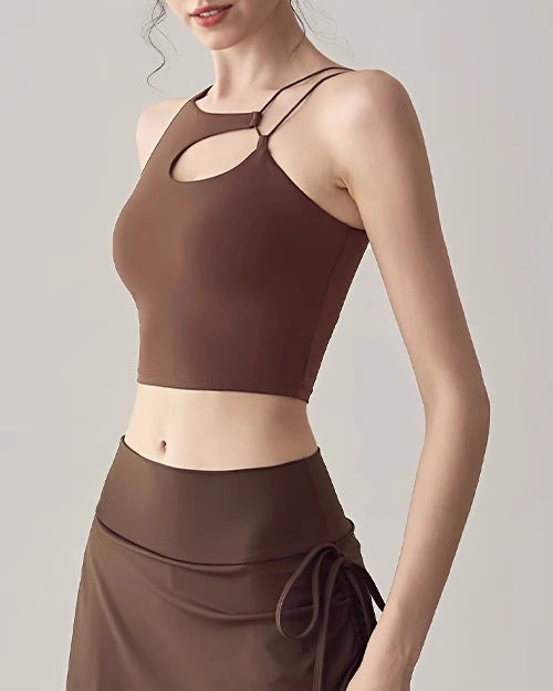 ラインデザインのヨガタンクトップ 3102