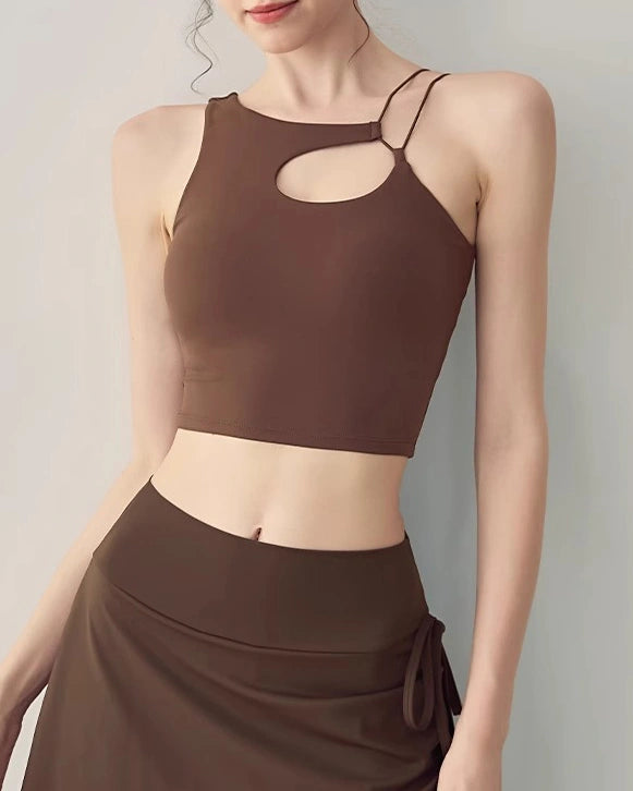 ラインデザインのヨガタンクトップ 3102