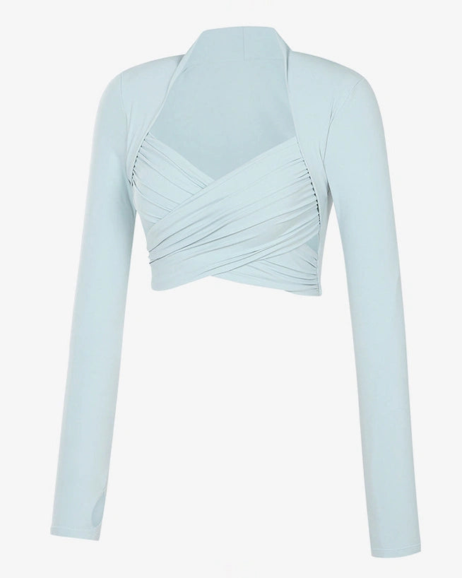 パッド入りの長袖ショートヨガウェア 3113