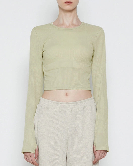 リブ編ツイストデリエールロングヨガスリーブ 3120