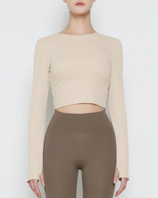 リブ編ツイストデリエールロングヨガスリーブ 3120