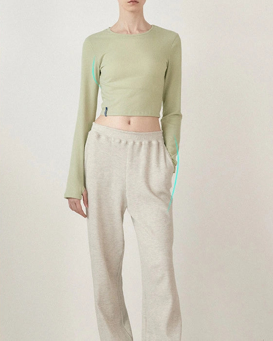 リブ編ツイストデリエールロングヨガスリーブ 3120