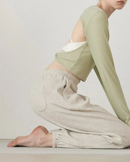 リブ編ツイストデリエールロングヨガスリーブ 3120