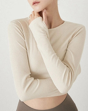 リブ編ツイストデリエールロングヨガスリーブ 3120