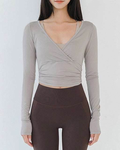 サイドギャザーカシュクールトップ 3121