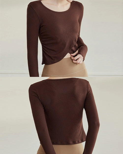 フロントクロスサムホールリブトップ 3126