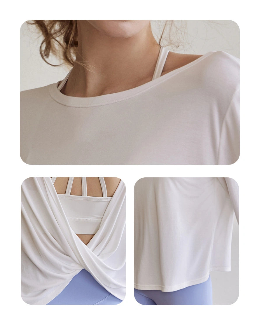 トゥーフェイスドレープヨガブラウス 3132