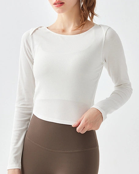 バックツイストラウンドヘムリブカットソー 3133