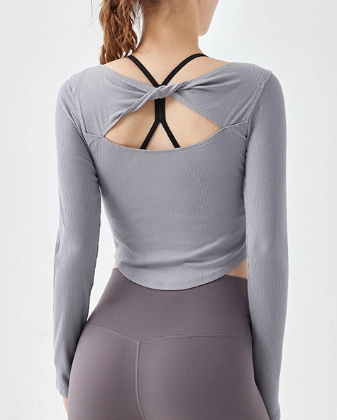 バックツイストラウンドヘムリブカットソー 3133