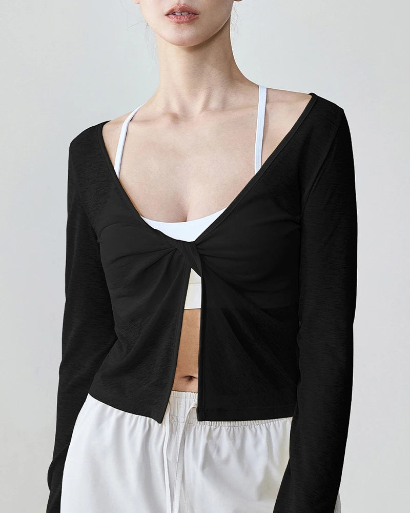 2wayフロントツイストハーフシアーロングトップ 3139