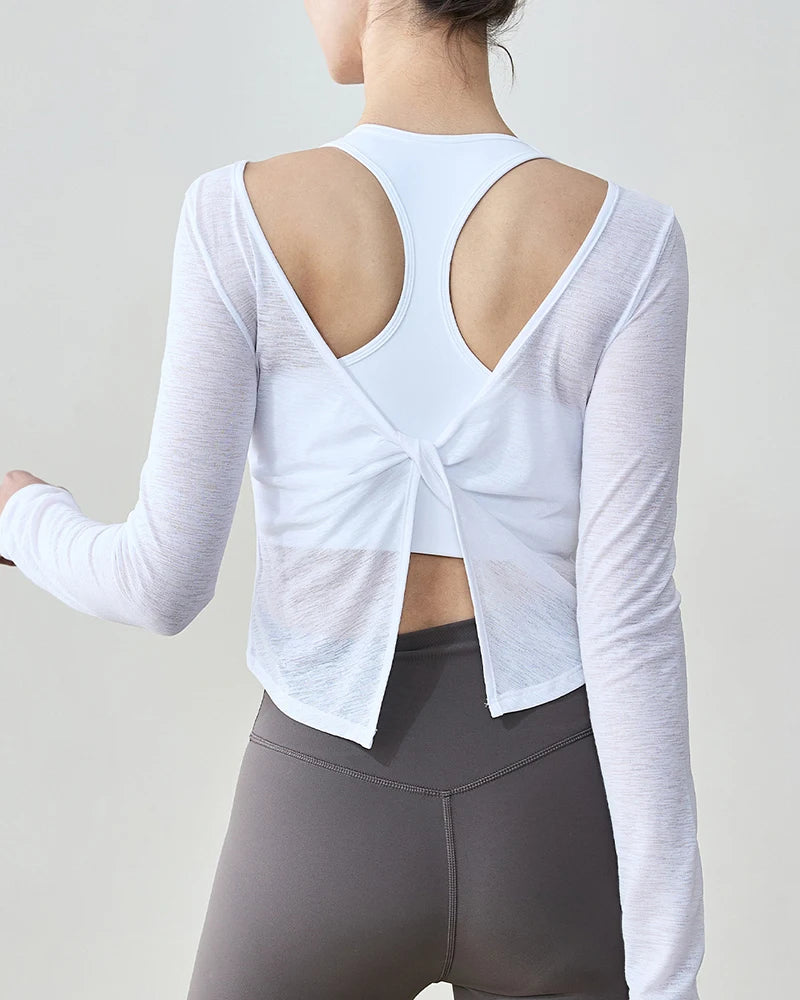 2wayフロントツイストハーフシアーロングトップ 3139