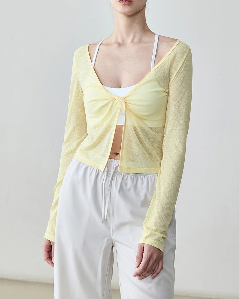 2wayフロントツイストハーフシアーロングトップ 3139