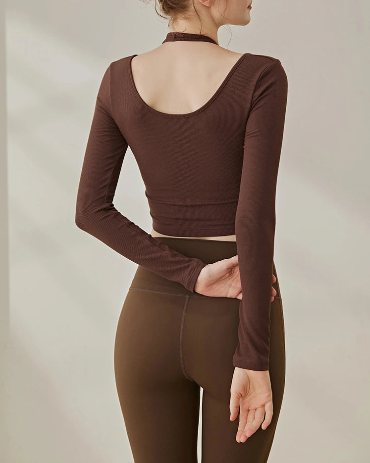 ホルターネック バックスタイル レイヤード風長袖 3141