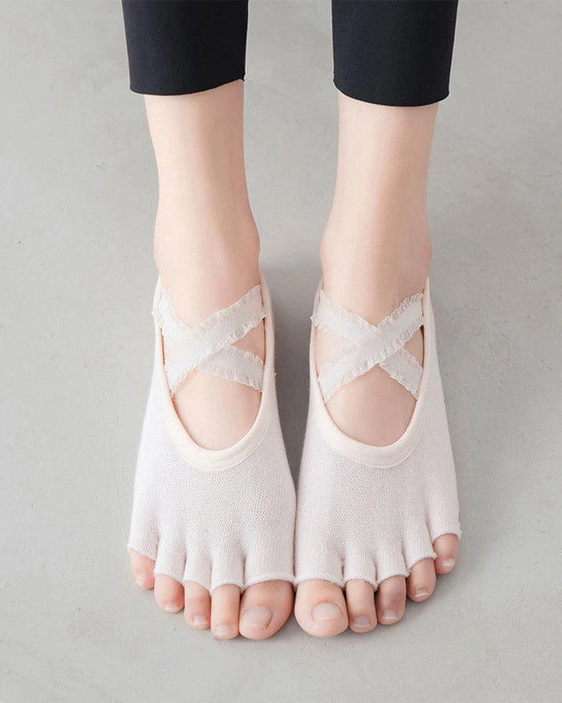 クロスストラップ 半指ヨガソックス 3142