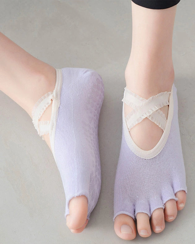 クロスストラップ 半指ヨガソックス 3142