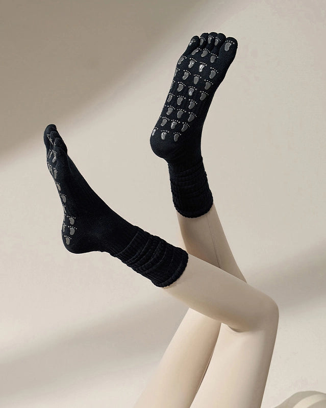 ミドル丈 5本指ヨガソックス 滑り止め付き 3147