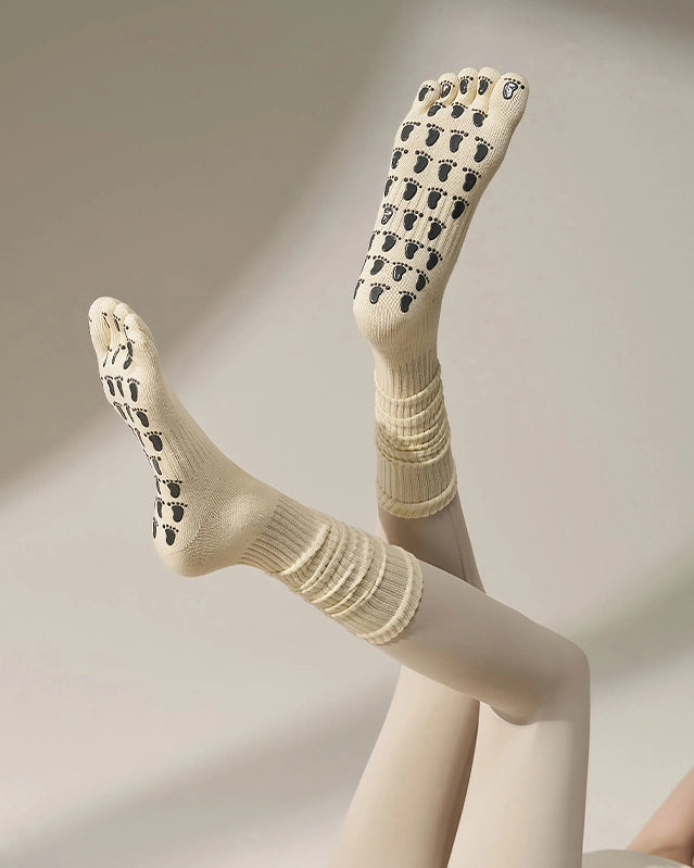 ミドル丈 5本指ヨガソックス 滑り止め付き 3147