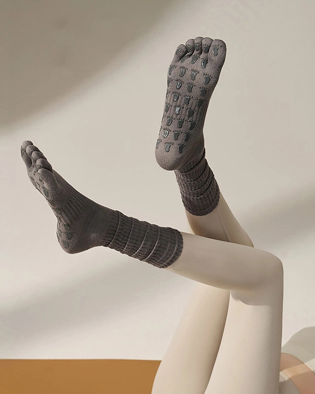 ミドル丈 5本指ヨガソックス 滑り止め付き 3147