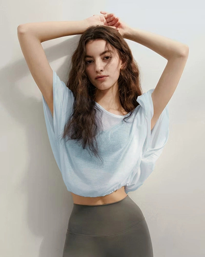 クロップドドレープシアーヨガT3028