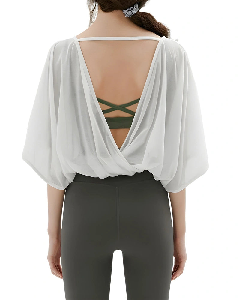 クロップドドレープシアーヨガT3028