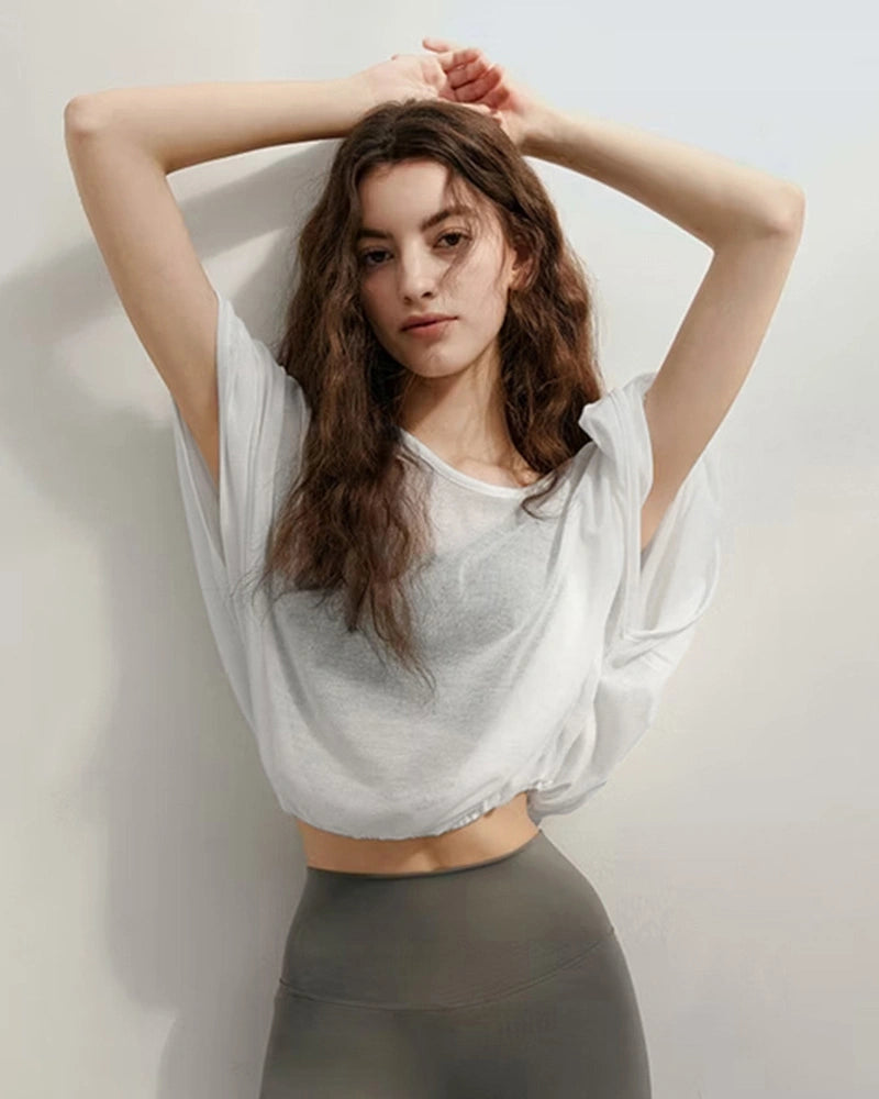 クロップドドレープシアーヨガT3028