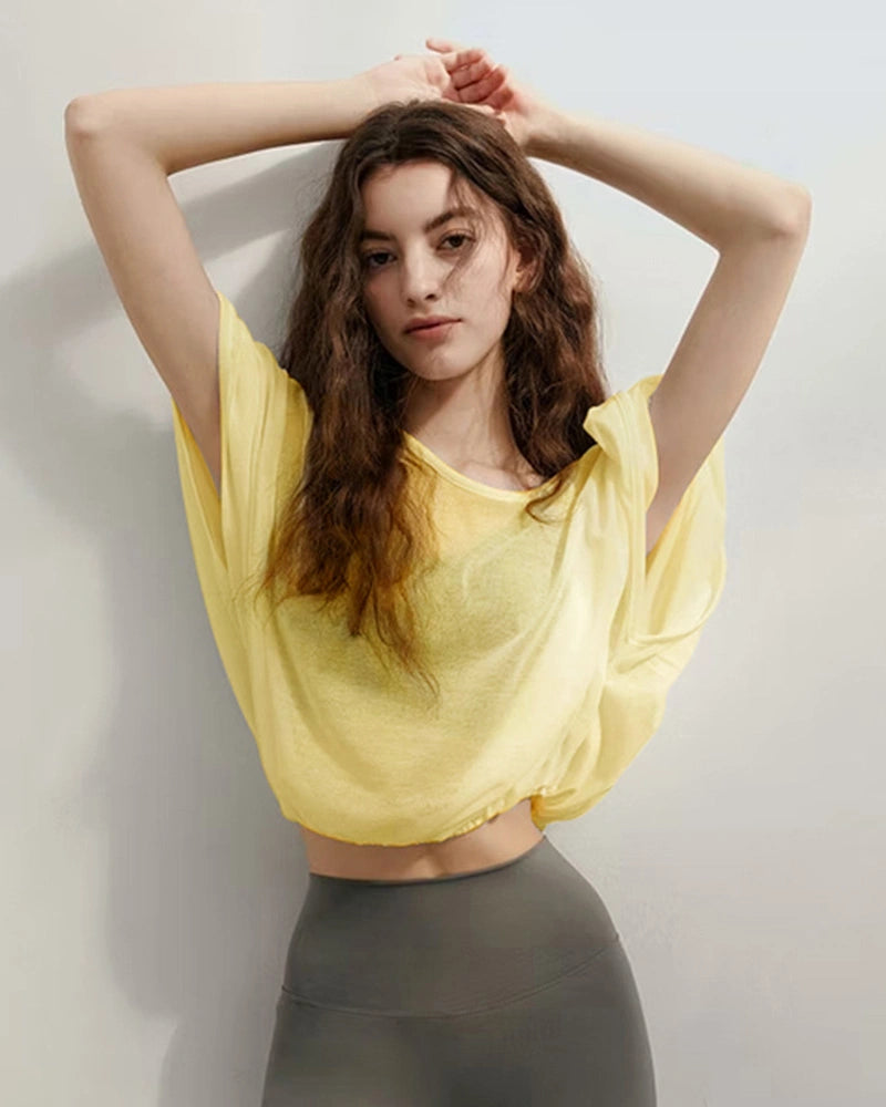 クロップドドレープシアーヨガT3028