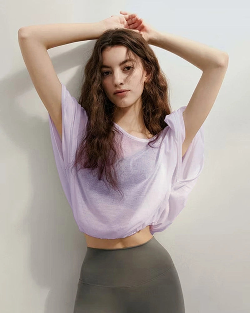 クロップドドレープシアーヨガT3028