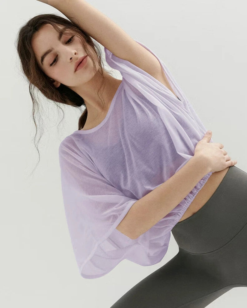 クロップドドレープシアーヨガT3028