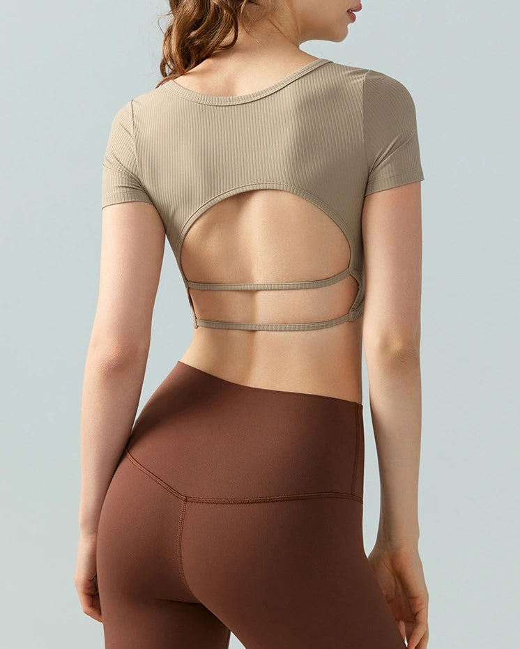 アレットバックオープンクロップドヨガT 3130