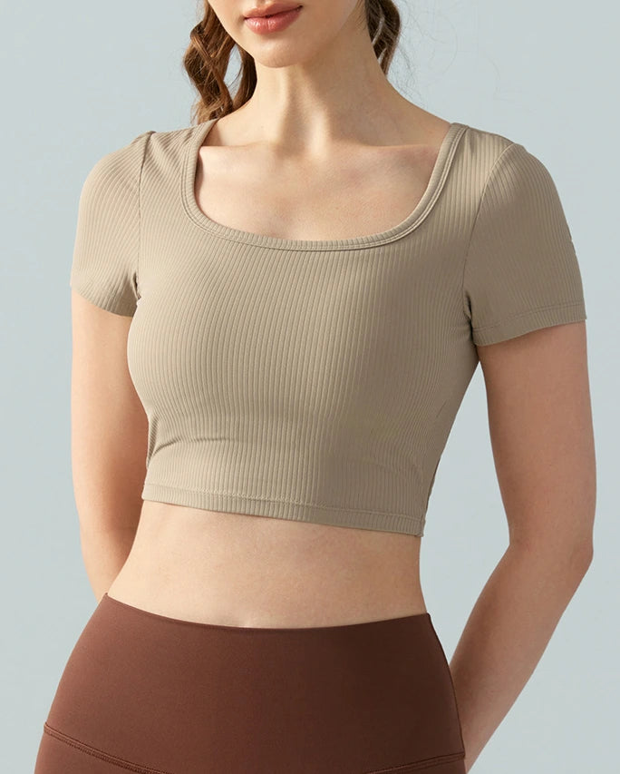 アレットバックオープンクロップドヨガT 3130