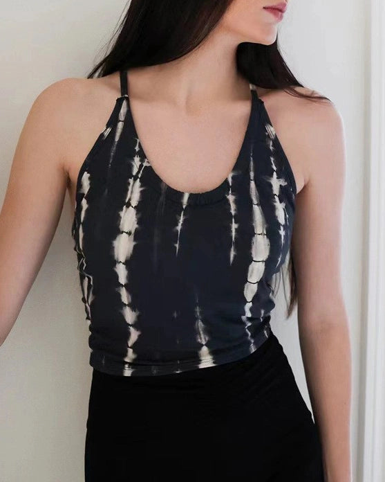 Uネックバッククロスタイダイヨガトップ3038