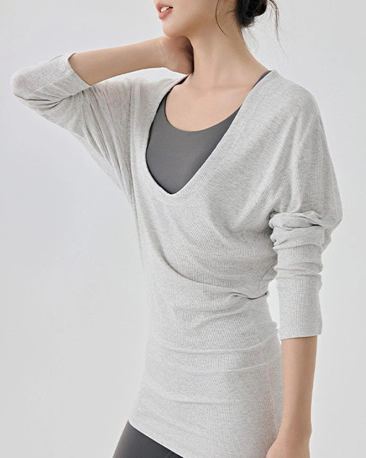 レアシュルUネックロングリブニット 3071