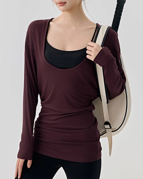 レアシュルUネックロングリブニット 3071