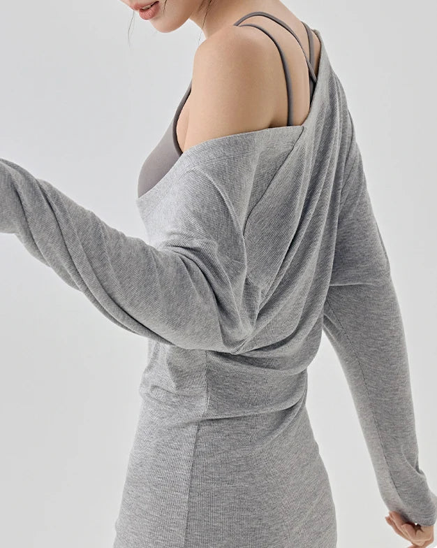 レアシュルUネックロングリブニット 3071