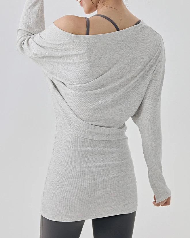 レアシュルUネックロングリブニット 3071